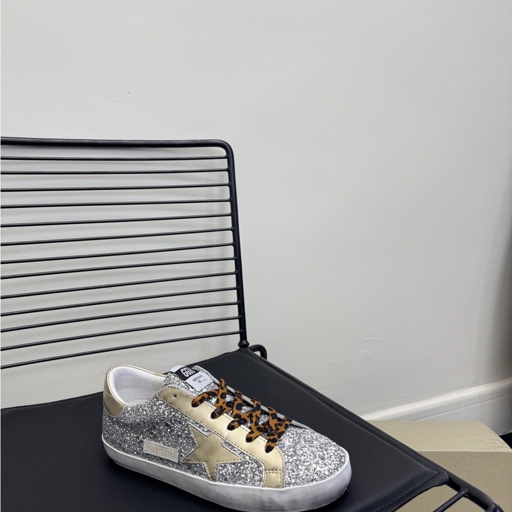 Golden Goose Silver and Gold Glitter Sneakers - Picture 6 of 8
